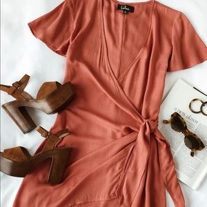 Lulu’s Vashti Rusty Rose Wrap Dress